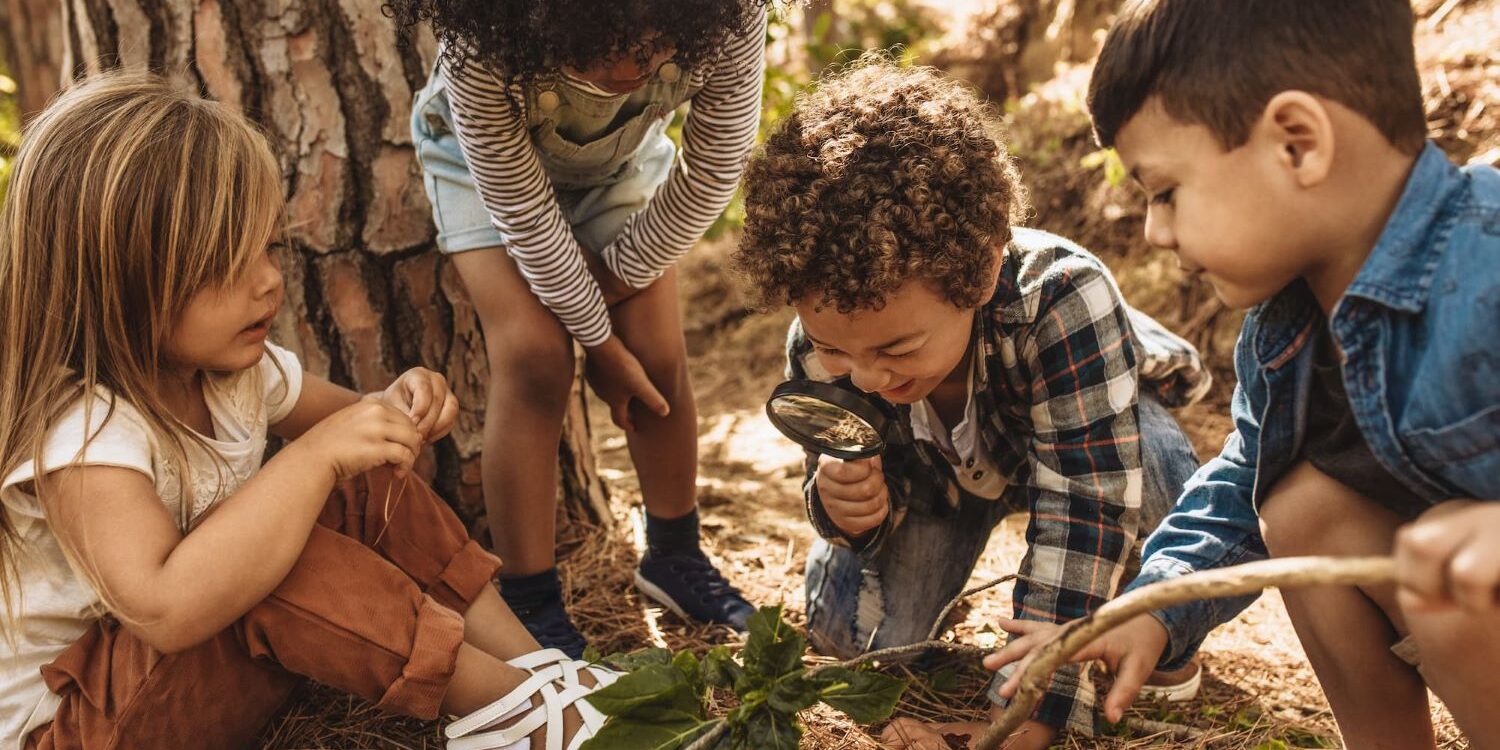 Picture of a group of kids exploring the outside