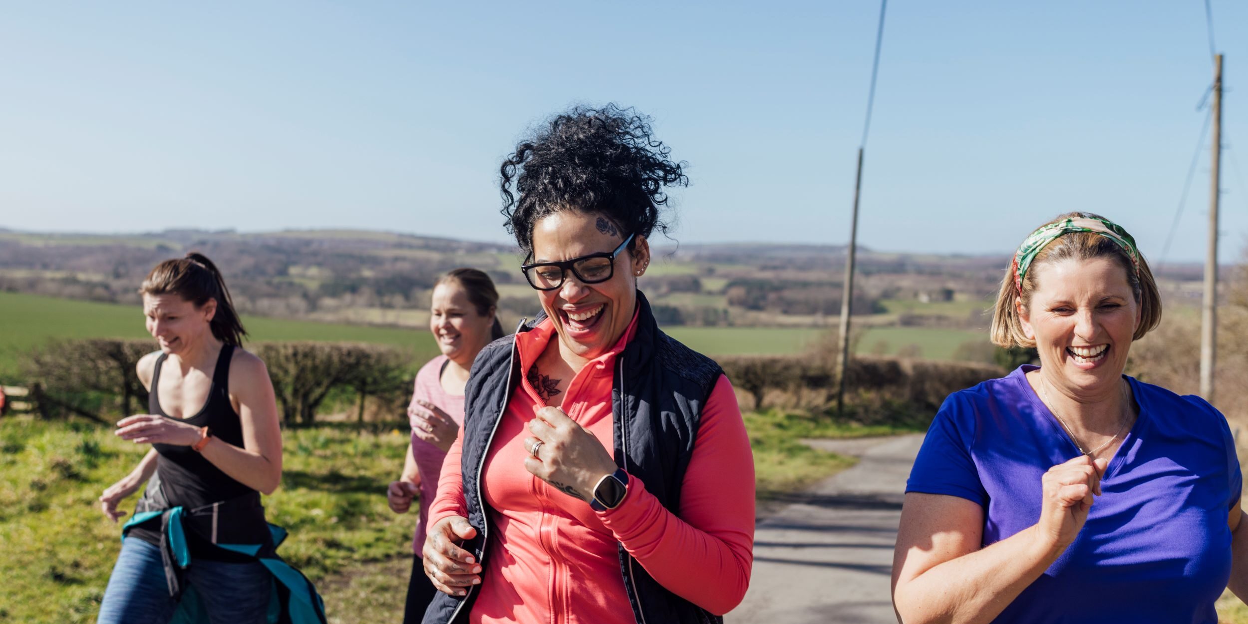 Women running in group